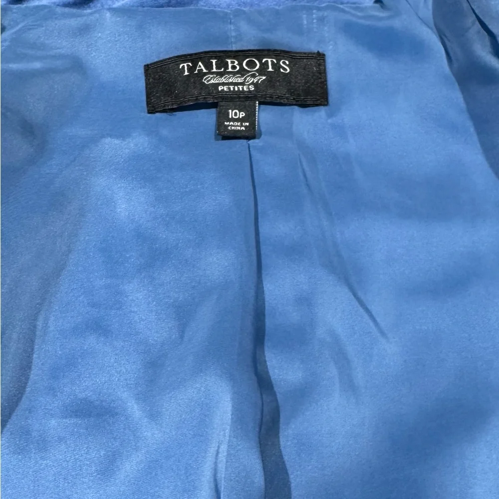 Talbots Button Up Blazer Jacket Mid Length Blue Size 10P - Picture 4 of 7